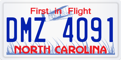 NC license plate DMZ4091