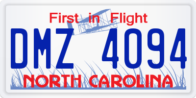 NC license plate DMZ4094