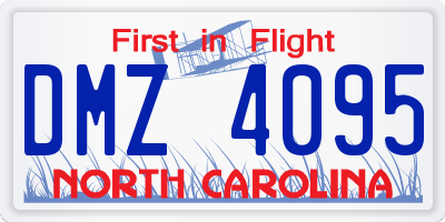 NC license plate DMZ4095