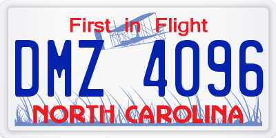 NC license plate DMZ4096