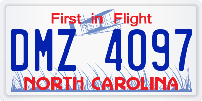 NC license plate DMZ4097