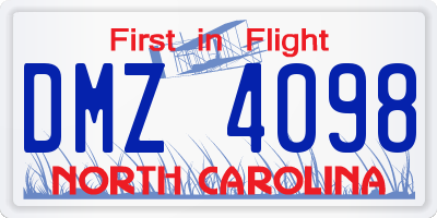 NC license plate DMZ4098