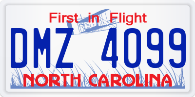 NC license plate DMZ4099