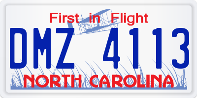 NC license plate DMZ4113