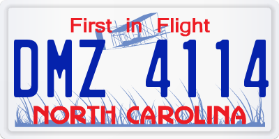 NC license plate DMZ4114