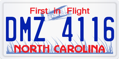 NC license plate DMZ4116