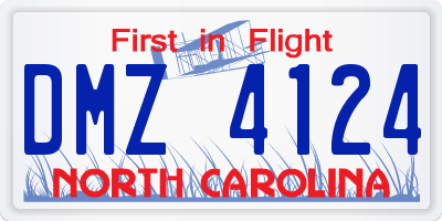 NC license plate DMZ4124