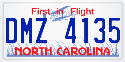 NC license plate DMZ4135