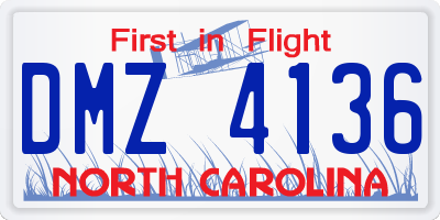 NC license plate DMZ4136
