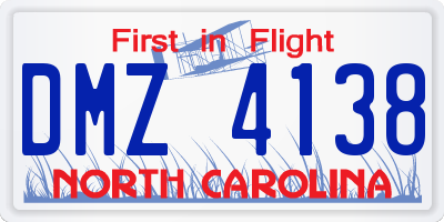 NC license plate DMZ4138