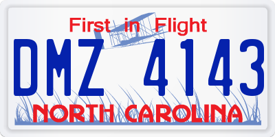 NC license plate DMZ4143