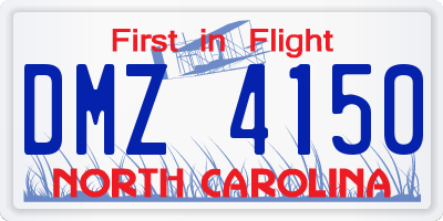 NC license plate DMZ4150
