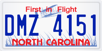 NC license plate DMZ4151
