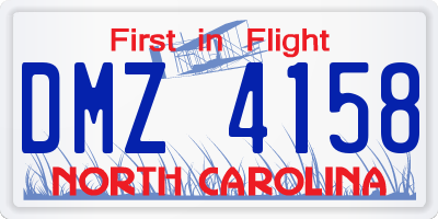 NC license plate DMZ4158