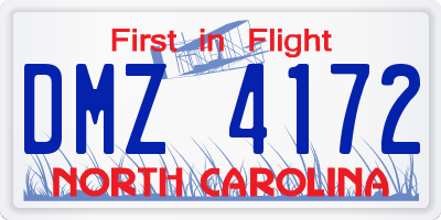 NC license plate DMZ4172