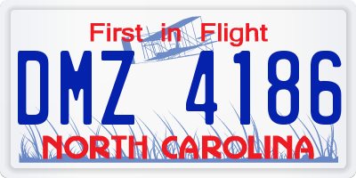 NC license plate DMZ4186