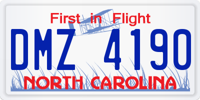 NC license plate DMZ4190