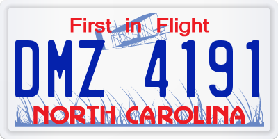 NC license plate DMZ4191