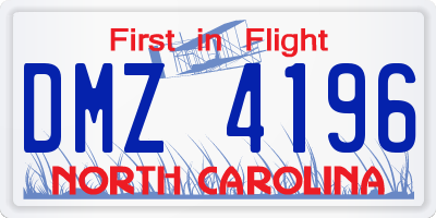 NC license plate DMZ4196