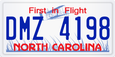 NC license plate DMZ4198