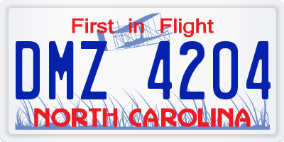 NC license plate DMZ4204