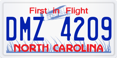 NC license plate DMZ4209