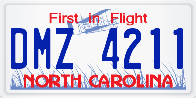 NC license plate DMZ4211