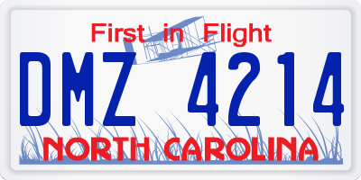 NC license plate DMZ4214