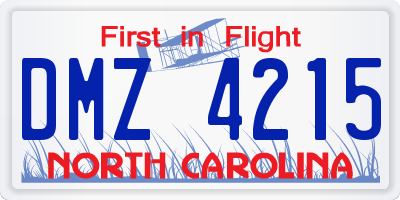 NC license plate DMZ4215