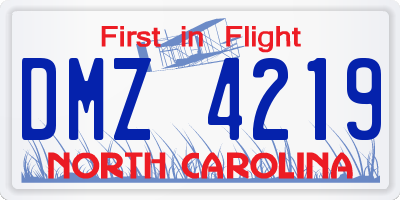 NC license plate DMZ4219