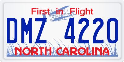 NC license plate DMZ4220