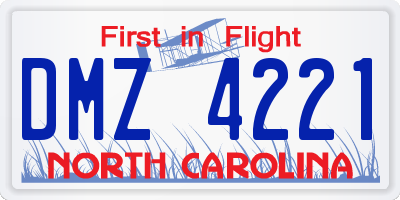 NC license plate DMZ4221