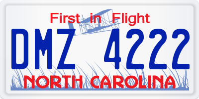 NC license plate DMZ4222