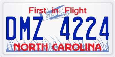 NC license plate DMZ4224