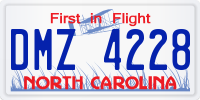 NC license plate DMZ4228