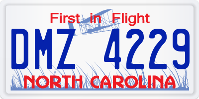 NC license plate DMZ4229