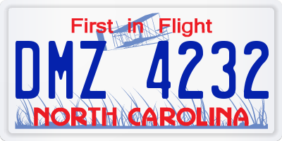 NC license plate DMZ4232