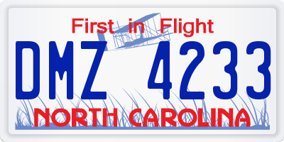 NC license plate DMZ4233