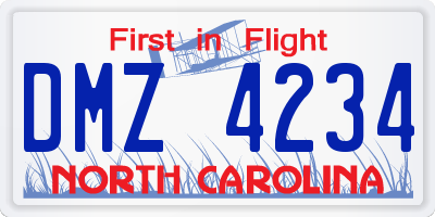 NC license plate DMZ4234