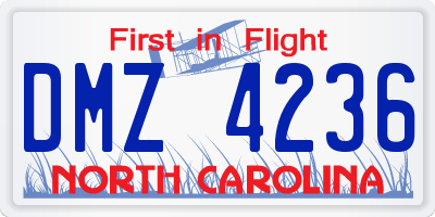 NC license plate DMZ4236