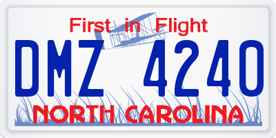 NC license plate DMZ4240