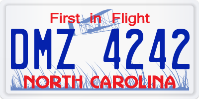 NC license plate DMZ4242