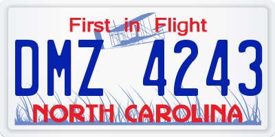 NC license plate DMZ4243