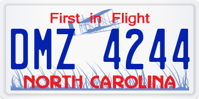 NC license plate DMZ4244