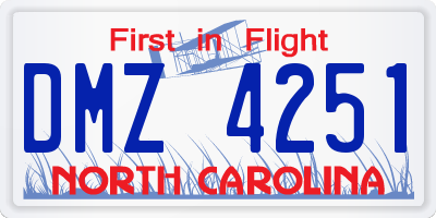 NC license plate DMZ4251