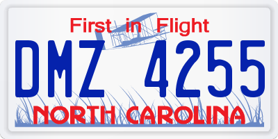 NC license plate DMZ4255