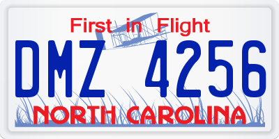NC license plate DMZ4256
