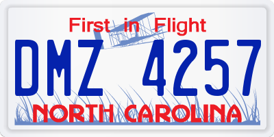 NC license plate DMZ4257