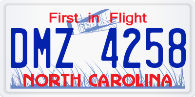 NC license plate DMZ4258