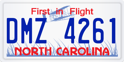 NC license plate DMZ4261